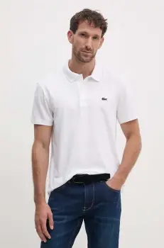 Lacoste tricou polo barbati, culoarea bej, neted, DH5522 imagine