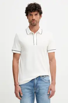 Lacoste tricou polo barbati, culoarea bej, neted, PH8184 imagine