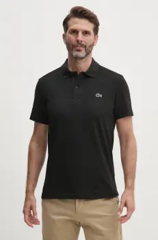 Lacoste tricou polo barbati, culoarea negru, neted, DH5522 imagine