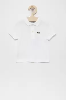 Lacoste Tricou polo copii culoarea alb, cu imprimeu imagine