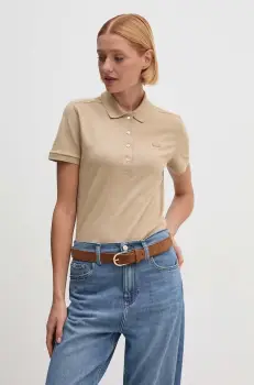 Lacoste tricou polo femei, culoarea bej imagine