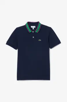 Lacoste tricouri polo din bumbac pentru copii culoarea albastru marin, neted, PJ8402 imagine