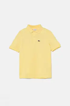 Lacoste tricouri polo din bumbac pentru copii culoarea galben, neted imagine