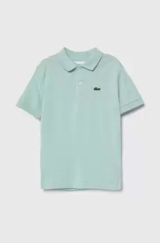 Lacoste tricouri polo din bumbac pentru copii culoarea turcoaz, neted imagine