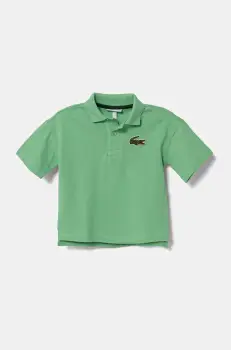 Lacoste tricouri polo din bumbac pentru copii culoarea verde, cu imprimeu, PJ2482 imagine