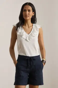 Lauren Ralph Lauren bluza cu volane pentru femei, din bumbac imagine