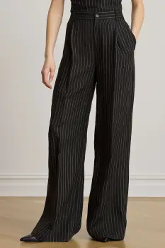 Lauren Ralph Lauren pantaloni wide leg pentru femei din in imagine