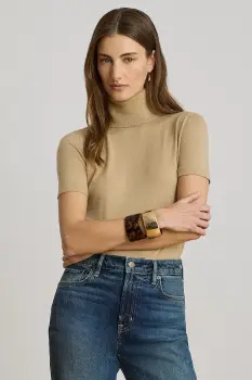 Lauren Ralph Lauren pulover cu guler inalt pentru femei cu amestec de matase imagine