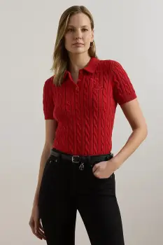 Lauren Ralph Lauren pulover cu maneca scurta de dama din bumbac imagine