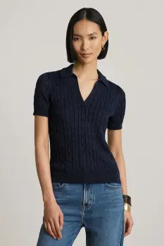Lauren Ralph Lauren pulover cu maneca scurta pentru femei, cu vascoza imagine