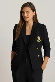 Lauren Ralph Lauren sacou cu doua randuri de nasturi din bumbac cu elastan imagine