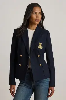 Lauren Ralph Lauren sacou cu doua randuri de nasturi din bumbac cu elastan imagine