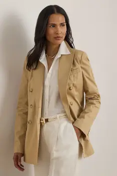 Lauren Ralph Lauren sacou cu doua randuri de nasturi pentru femei, din bumbac imagine