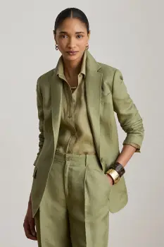 Lauren Ralph Lauren sacou cu un singur rand de nasturi pentru femei cu in imagine