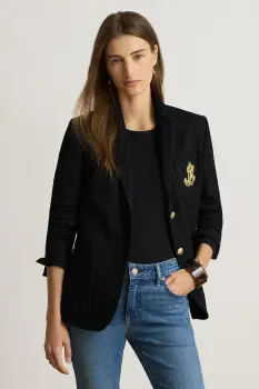 Lauren Ralph Lauren sacou cu un singur rand de nasturi pentru femei din bumbac cu elastan imagine