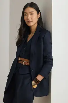 Lauren Ralph Lauren sacou cu un singur rand de nasturi pentru femei, din in imagine