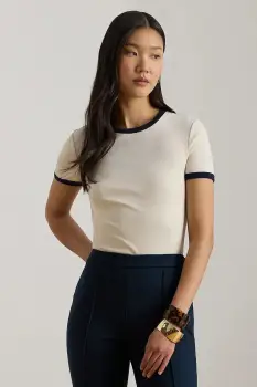 Lauren Ralph Lauren tricou basic pentru femei, cu bumbac imagine