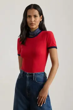 Lauren Ralph Lauren tricou basic pentru femei, cu bumbac imagine