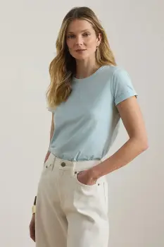 Lauren Ralph Lauren tricou basic pentru femei, din bumbac imagine