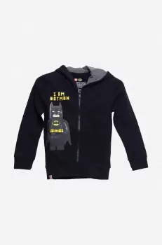 Lego hanorac de bumbac culoarea negru, cu gluga, neted, Bluza Lego Wear Full Zip Hoodie 12010642 995 imagine