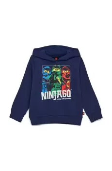 Lego hanorac de bumbac pentru copii culoarea albastru marin, cu gluga, cu imprimeu imagine