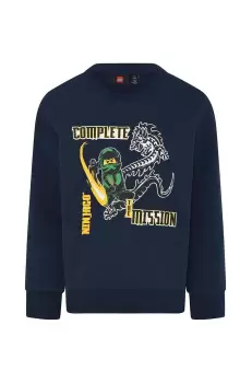 Lego hanorac de bumbac pentru copii culoarea albastru marin, cu imprimeu imagine