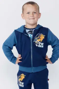 Lego hanorac de bumbac pentru copii LWSCOUT 607 culoarea albastru marin, cu gluga, cu imprimeu, 12011305 imagine