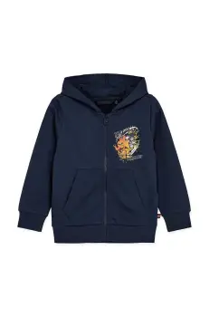 Lego hanorac de bumbac pentru copii LWSCOUT 613 culoarea albastru marin, cu gluga, cu imprimeu, 12011313 imagine