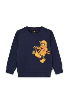 Lego hanorac de bumbac pentru copii LWSCOUT 704 culoarea albastru marin, cu imprimeu, 12011342 imagine