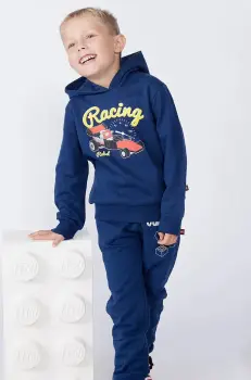 Lego hanorac de bumbac pentru copii LWSCOUT 708 culoarea bleumarin, cu gluga, cu imprimeu, 12011355 imagine