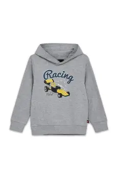 Lego hanorac de bumbac pentru copii LWSCOUT 708 culoarea gri, cu gluga, cu imprimeu, 12011355 imagine