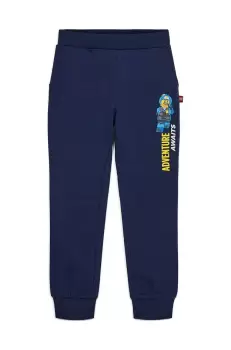 Lego pantaloni de trening din bumbac pentru copii culoarea albastru marin, cu imprimeu imagine