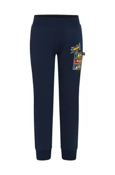 Lego pantaloni de trening din bumbac pentru copii culoarea albastru marin, cu imprimeu imagine