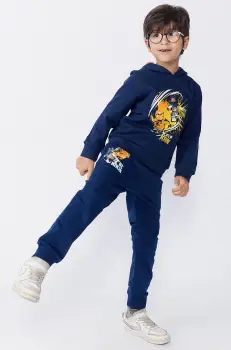 Lego pantaloni de trening din bumbac pentru copii LWPHILO 600 culoarea albastru marin, cu imprimeu, 12011304 imagine