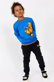 Lego pantaloni de trening din bumbac pentru copii LWPHILO 603 culoarea negru, neted, 12011289 imagine