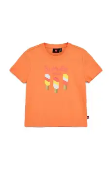Lego tricou de bumbac pentru copii culoarea portocaliu imagine