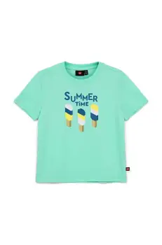 Lego tricou de bumbac pentru copii culoarea turcoaz imagine