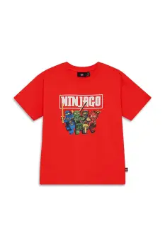 Lego tricou de bumbac pentru copii LWTAFFY 621 culoarea rosu, cu imprimeu, 11011249 imagine