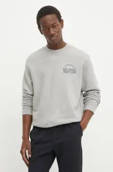 Les Deux hanorac de bumbac barbati, culoarea gri, cu imprimeu, LDM200173 imagine