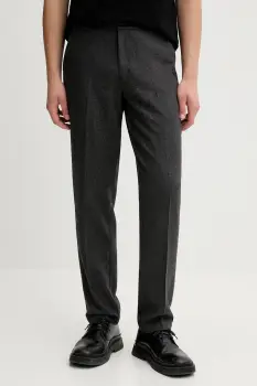 Les Deux pantaloni cu lana Como culoarea gri, drept, 1000411 imagine