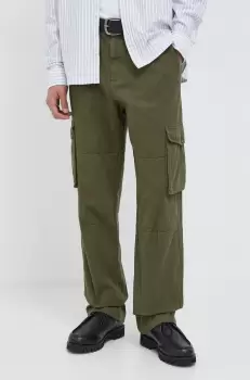 Les Deux pantaloni de bumbac culoarea verde, drept imagine