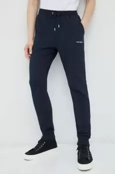Les Deux pantaloni de trening din bumbac culoarea albastru marin, cu imprimeu imagine