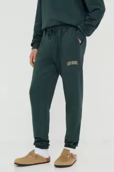 Les Deux pantaloni de trening din bumbac culoarea verde, cu imprimeu imagine