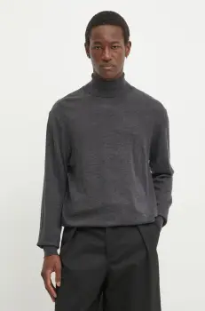 Les Deux pulover de lana barbati, culoarea gri, light, cu guler, LDM310114 imagine