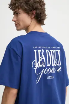 Les Deux tricou din bumbac barbati, culoarea albastru marin, cu imprimeu, LDM101212 imagine