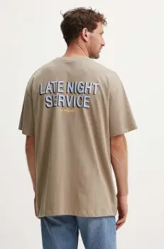 Les Deux tricou din bumbac barbati, culoarea bej, cu imprimeu, LDM101197 imagine