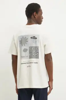 Les Deux tricou din bumbac barbati, culoarea bej, cu imprimeu, LDM101206 imagine