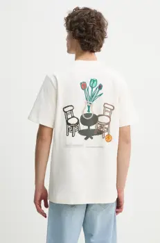 Les Deux tricou din bumbac barbati, culoarea bej, cu imprimeu, LDM101221 imagine