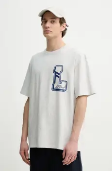 Les Deux tricou din bumbac barbati, culoarea gri, cu imprimeu, LDM101215 imagine