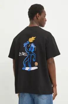 Les Deux tricou din bumbac barbati, culoarea negru, cu imprimeu, LDM101207 imagine